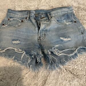 BDG Distressed Light Blue Jean Shorts